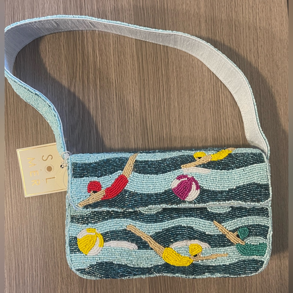 Sol and Mer Viral Colorful Beaded Swimmers and Beach Balls Crossbody Bag